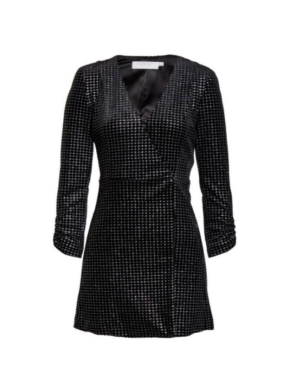 Astr the label Black Studded Wrap-Style Long Sleeve Mini Dress